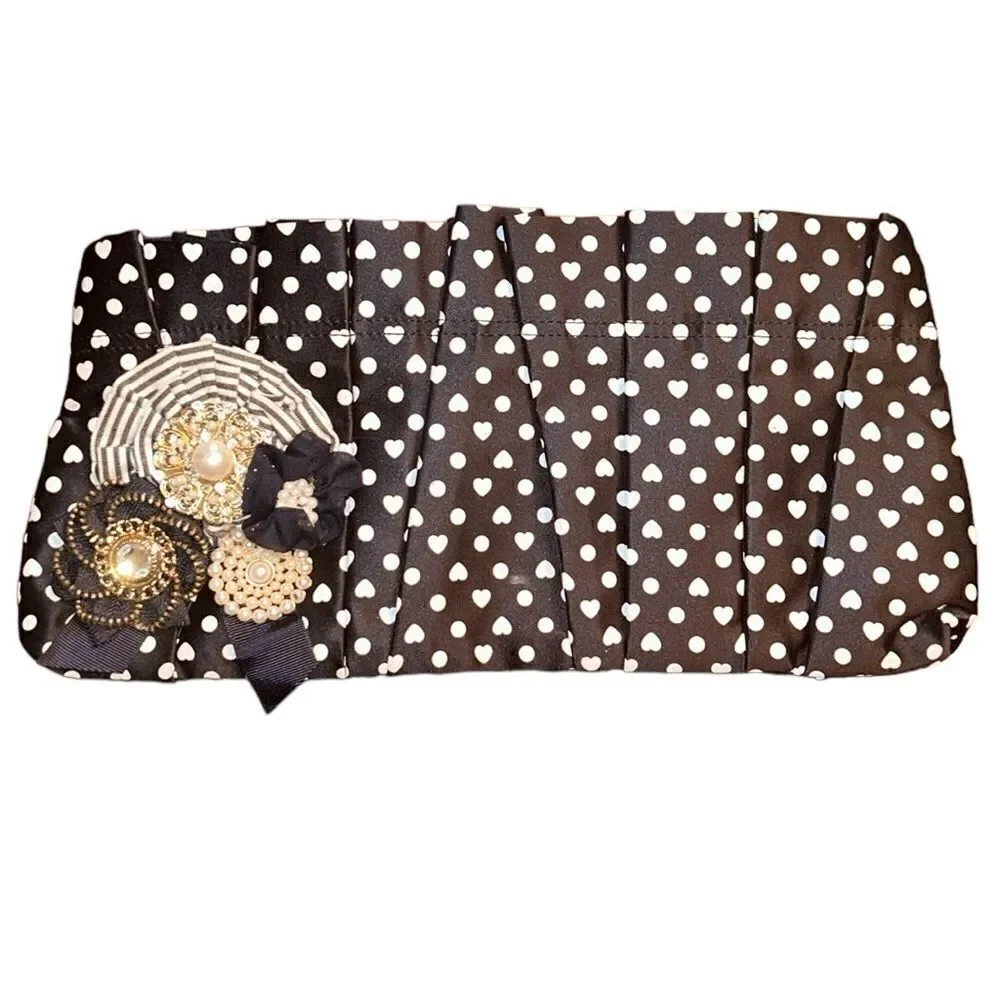 Express Heart Shape Polka Dot Clutch